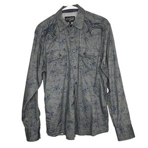 Brad Paisley Moonshine Spirit Western Shirt M Blue Floral Pearl Snaps Western